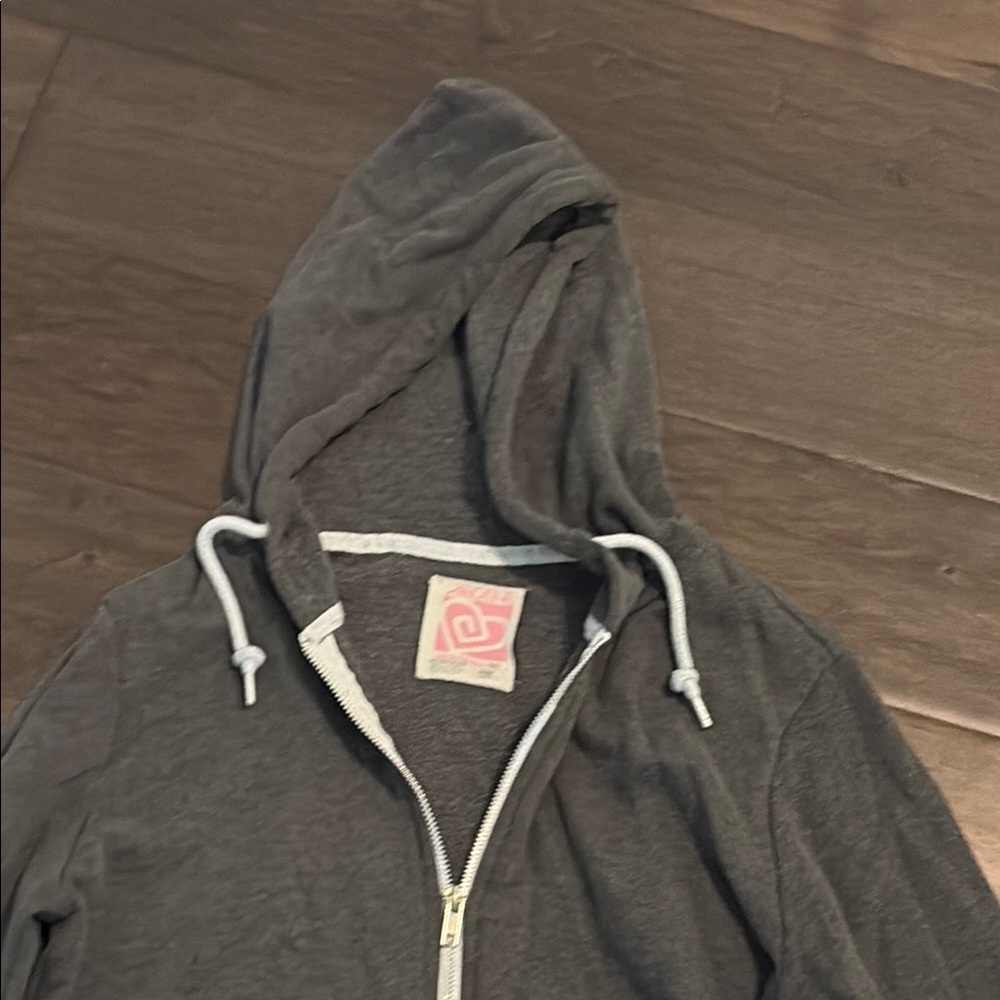 Ardene Pink and Gray zippered Hoodie, size small, White accents - Picture 3 of 8
